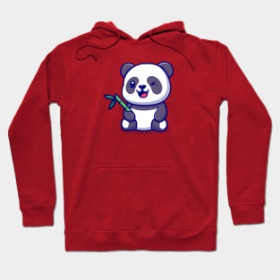 Cute Panda With Bamboo Cartoon Vector Icon Illustration Hoodie